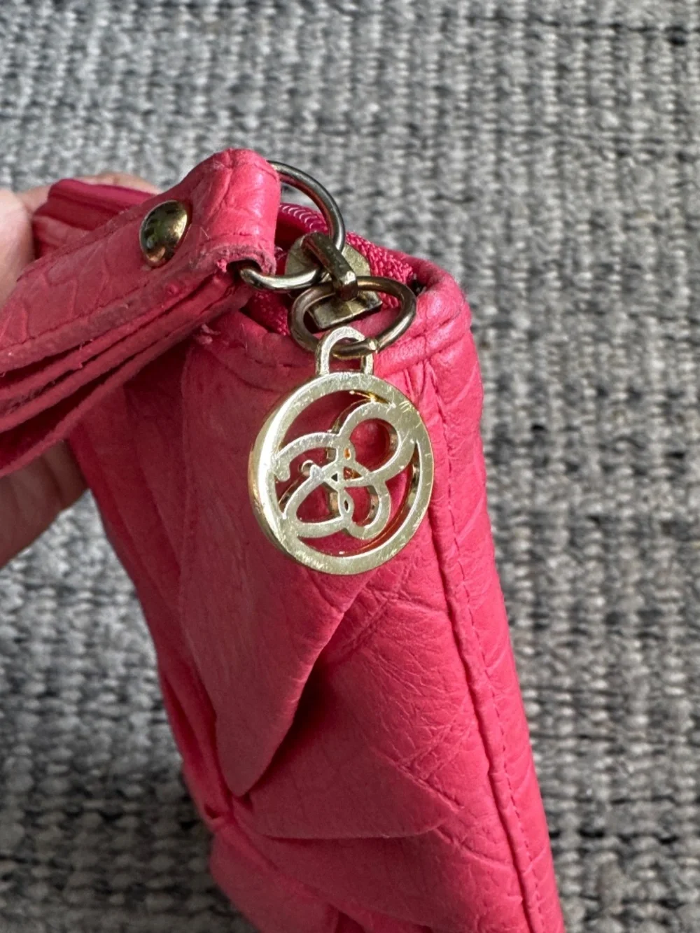 Jessica Simpson Hot Pink/Coral Knotted Fold-Front Clutch